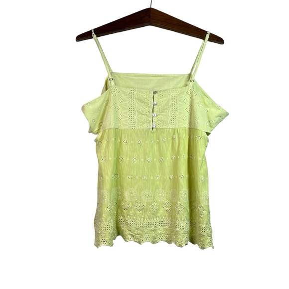 Lucky Brand Yellow Floral Doily Boho Tank Top Open Side Size XL - Picture 8 of 14
